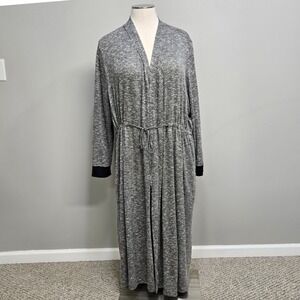 Dreams‎ & Co Robe Women Plus Size 3X Heather Grey Drawstring Pockets Lightweight
